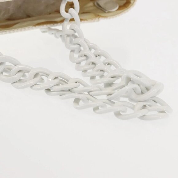 CHANEL Plastic Chain Tote Bag Straw Gold White CC Auth BA6435 - Picture 7 of 16